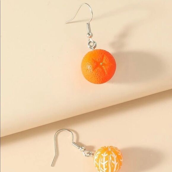 Orange Statement Earrings  - Picture 2 of 3
